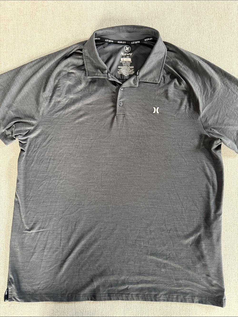 Hurley Men’s Charcoal Gray Polo with Subtle Logo